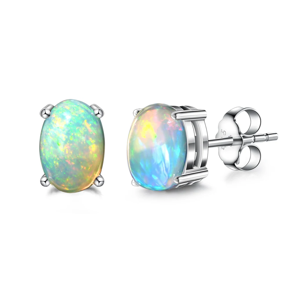 ITSMOS Natural Stone Opal Earrings s925 Silver Lucky Hope Elf Studs Earring Lover Colorful Jewerly for Women Gift High Quality