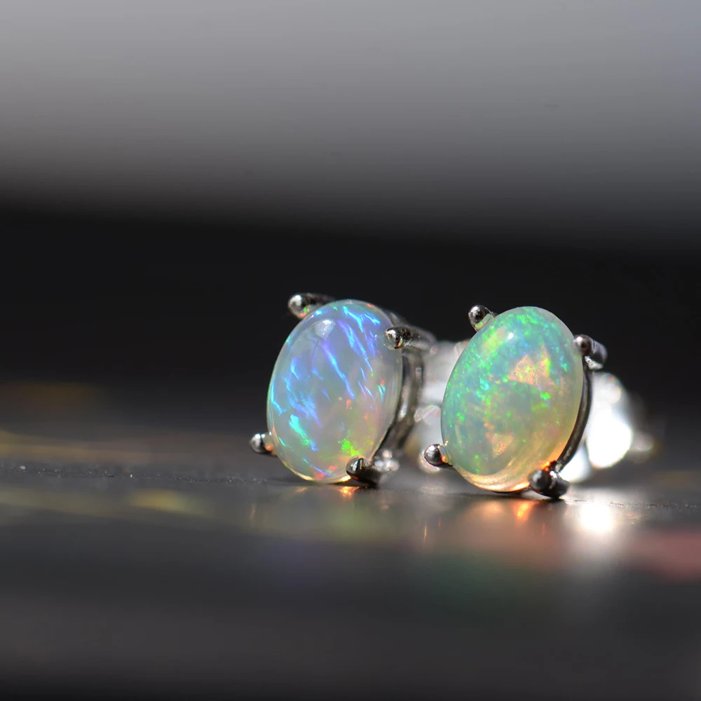 ITSMOS Natural Stone Opal Earrings s925 Silver Lucky Hope Elf Studs Earring Lover Colorful Jewerly for Women Gift High Quality