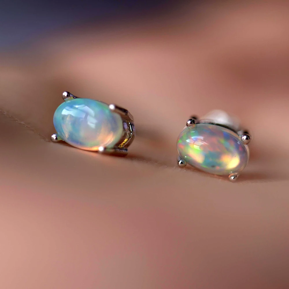 ITSMOS Natural Stone Opal Earrings s925 Silver Lucky Hope Elf Studs Earring Lover Colorful Jewerly for Women Gift High Quality