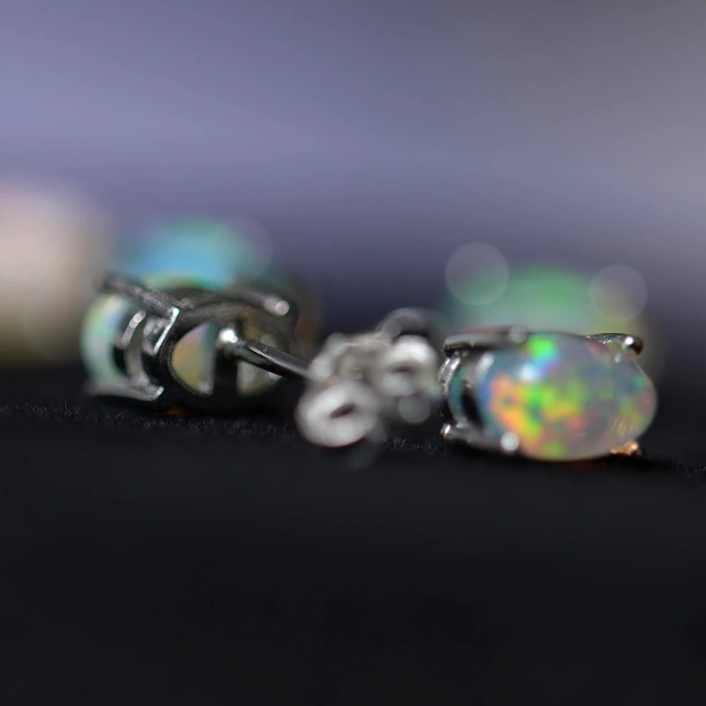 ITSMOS Natural Stone Opal Earrings s925 Silver Lucky Hope Elf Studs Earring Lover Colorful Jewerly for Women Gift High Quality