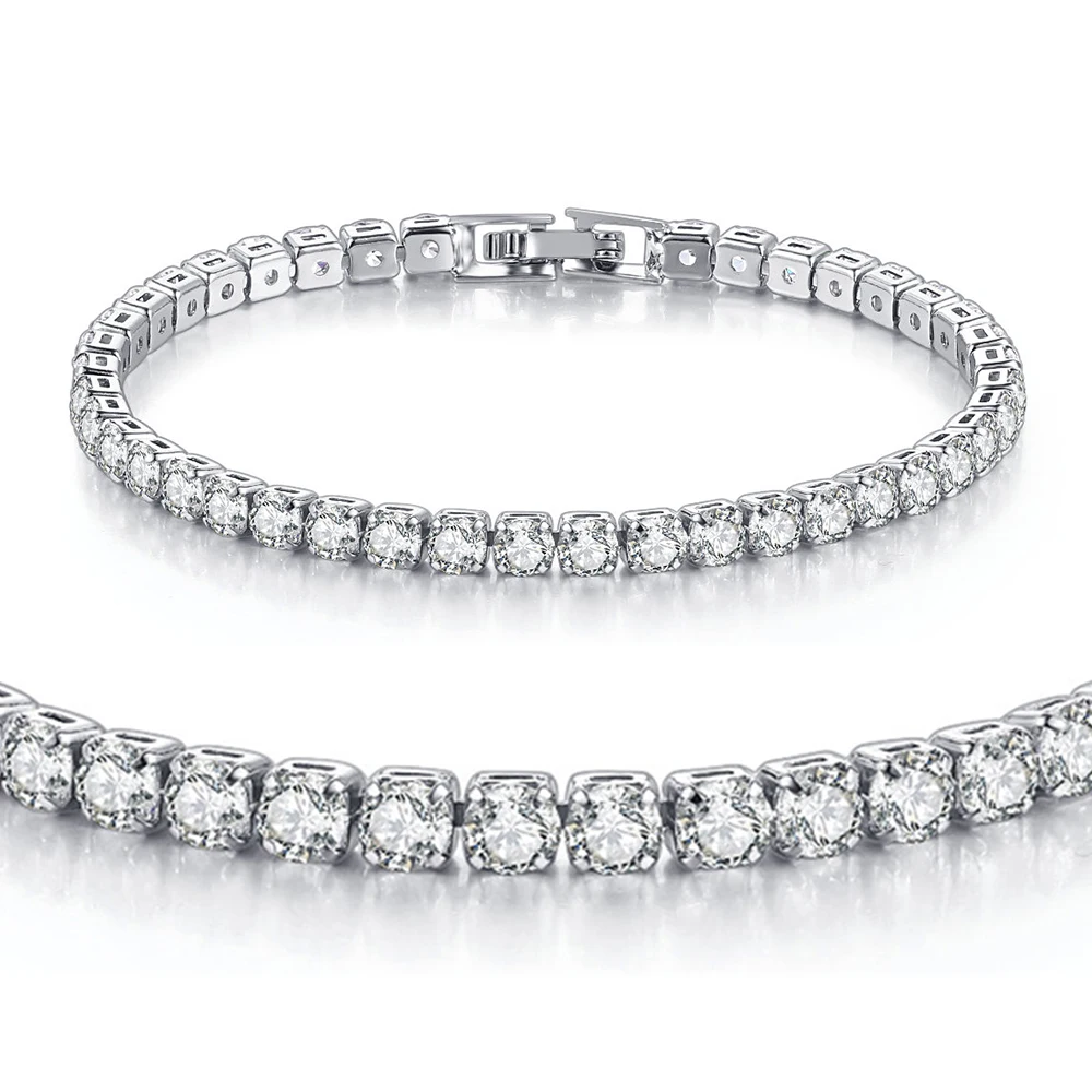 Dazzling Tennis Bracelet For Women Men 4/5mm Shiny Zircon Iced Out Chain Crystal Couple Men's Women's Bracelet Wholesale Jewelry
