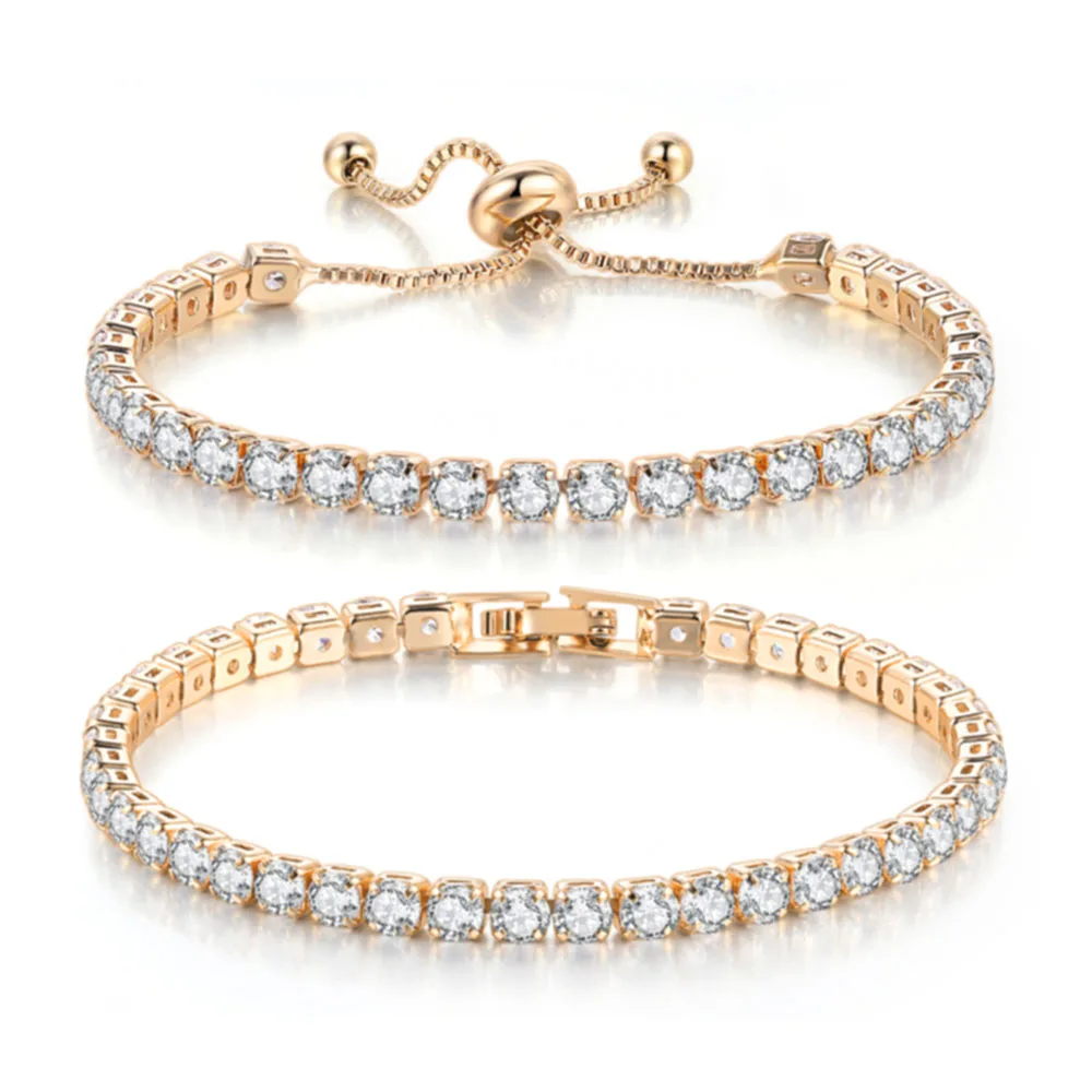 Dazzling Tennis Bracelet For Women Men 4/5mm Shiny Zircon Iced Out Chain Crystal Couple Men's Women's Bracelet Wholesale Jewelry