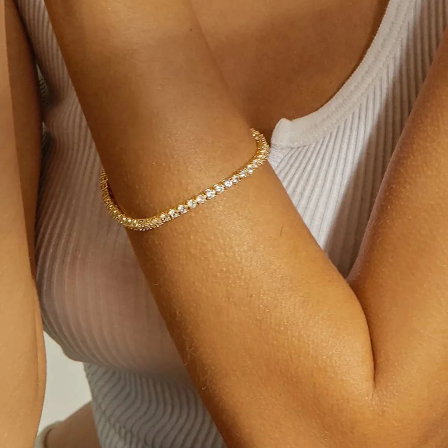 Dazzling Tennis Bracelet For Women Men 4/5mm Shiny Zircon Iced Out Chain Crystal Couple Men's Women's Bracelet Wholesale Jewelry