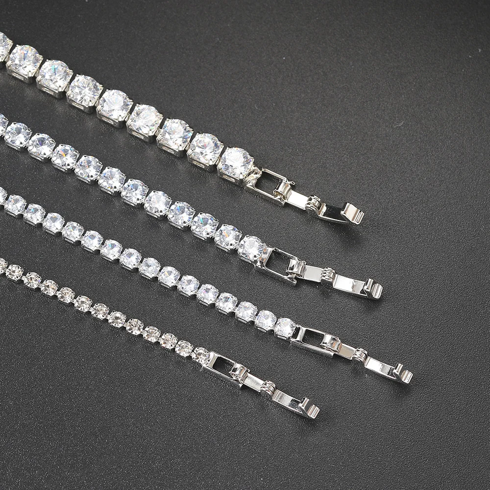 Dazzling Tennis Bracelet For Women Men 4/5mm Shiny Zircon Iced Out Chain Crystal Couple Men's Women's Bracelet Wholesale Jewelry