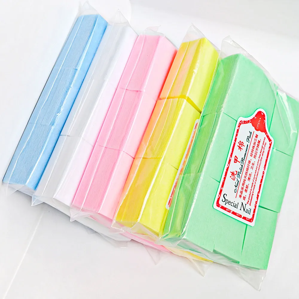 600pcs/Lot Nail Lint-Free Paper Cotton Fiber Tissue 5colors Nails Art Cleanin Cleaner Pad Polish Cotton Remover Sheet Wiper C#13