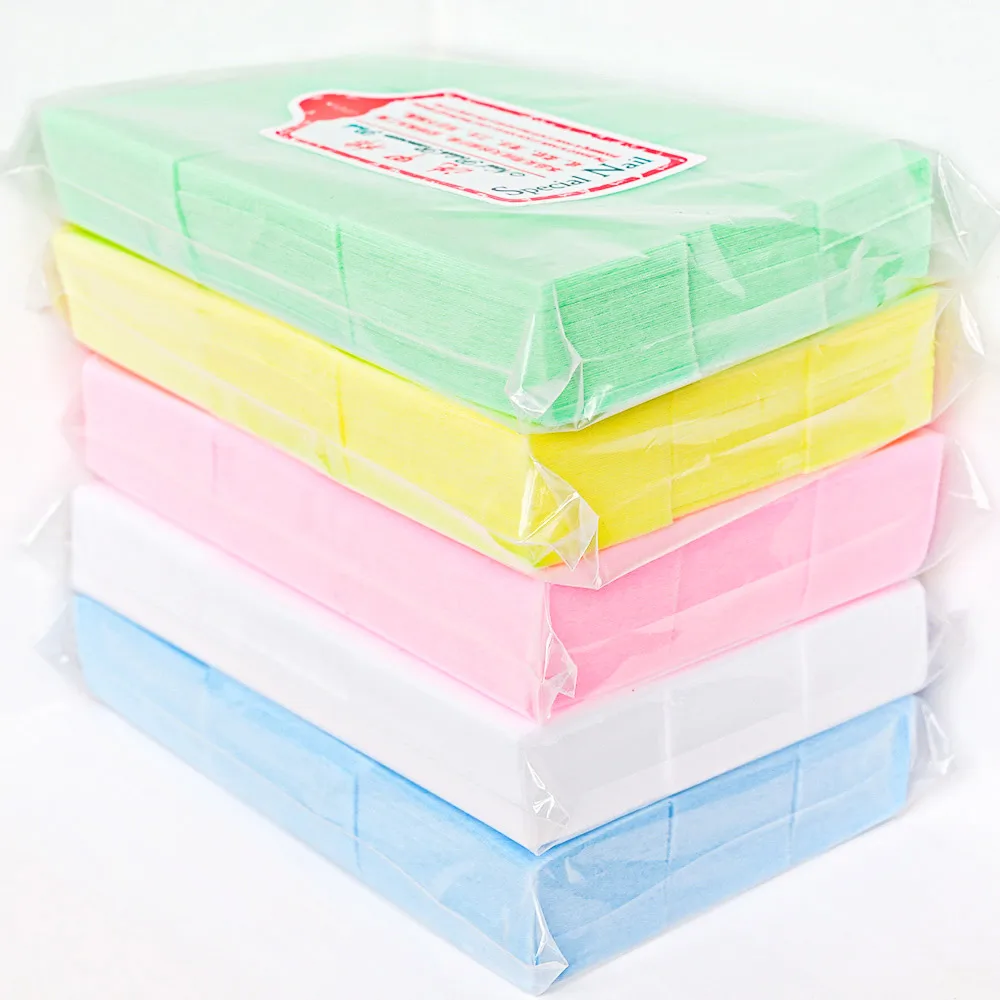 600pcs/Lot Nail Lint-Free Paper Cotton Fiber Tissue 5colors Nails Art Cleanin Cleaner Pad Polish Cotton Remover Sheet Wiper C#13
