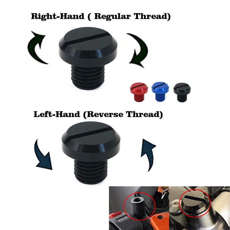 M10x1.25 Motorcycle Mirror Hole Plugs Right Left Screws Bolts Aluminum CNC For Yamaha Honda Kawasaki Suzuki Triumph BMW