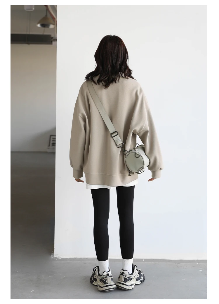 CHIC VEN Korean Autumn Winter Women's Sports Coat Casual Loose V-neck Sweatshirt for Women Thick Warm Tops Office Lady Female