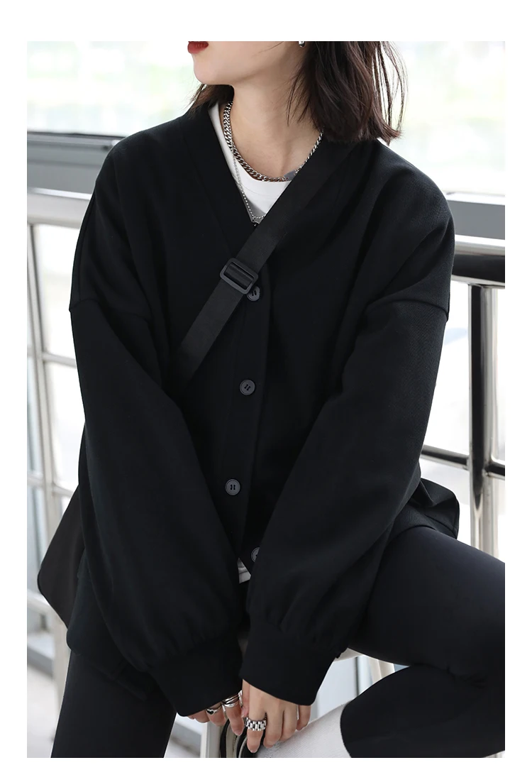 CHIC VEN Korean Autumn Winter Women's Sports Coat Casual Loose V-neck Sweatshirt for Women Thick Warm Tops Office Lady Female