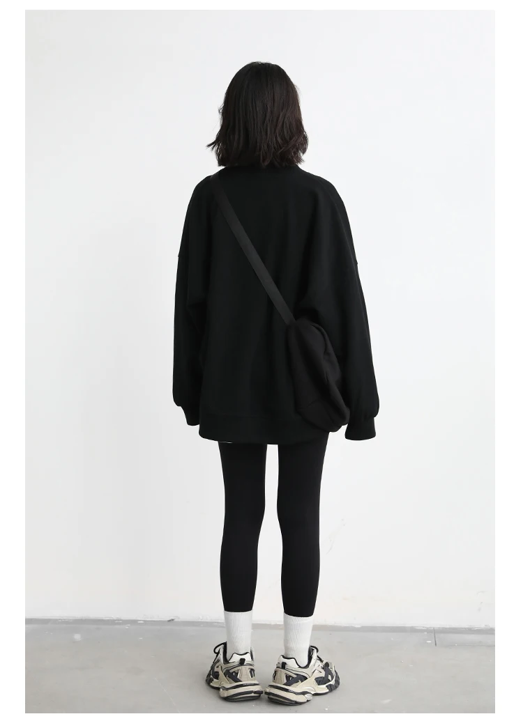 CHIC VEN Korean Autumn Winter Women's Sports Coat Casual Loose V-neck Sweatshirt for Women Thick Warm Tops Office Lady Female