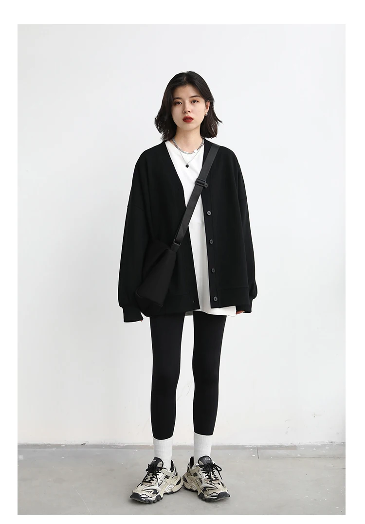 CHIC VEN Korean Autumn Winter Women's Sports Coat Casual Loose V-neck Sweatshirt for Women Thick Warm Tops Office Lady Female