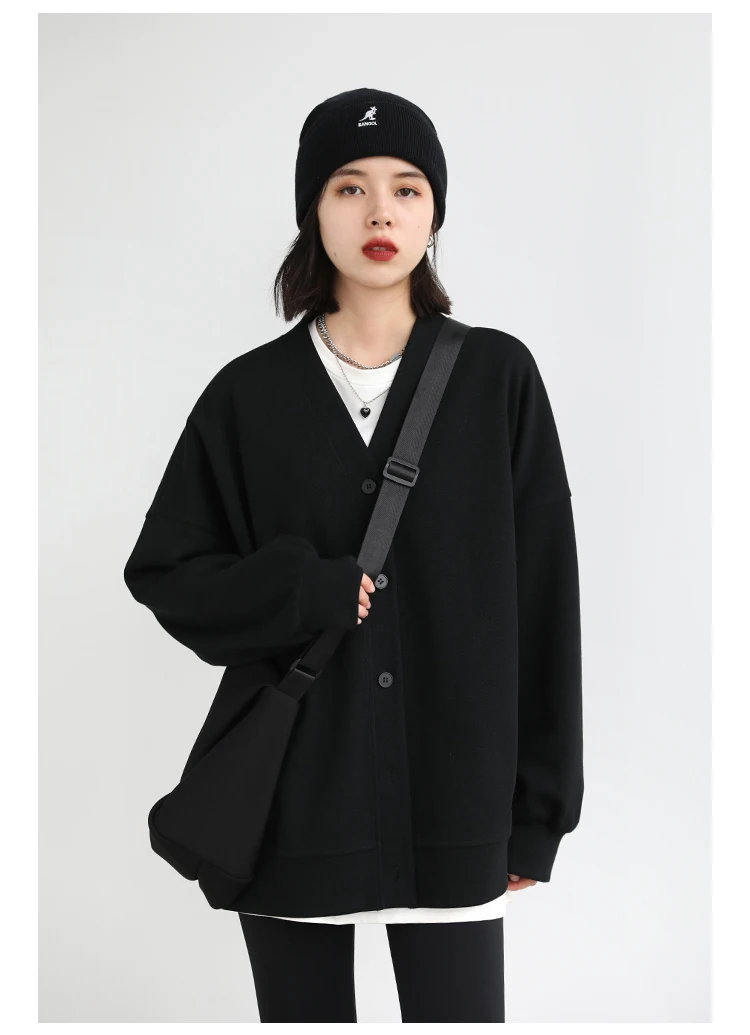 CHIC VEN Korean Autumn Winter Women's Sports Coat Casual Loose V-neck Sweatshirt for Women Thick Warm Tops Office Lady Female