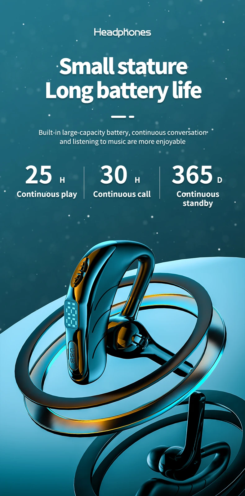 X13 Single Ear Headset with Mic Bluetooth 5.1 Earphone Noise Cancelling Waterproof Earpiece Wireless Handsfree Long Standby Time