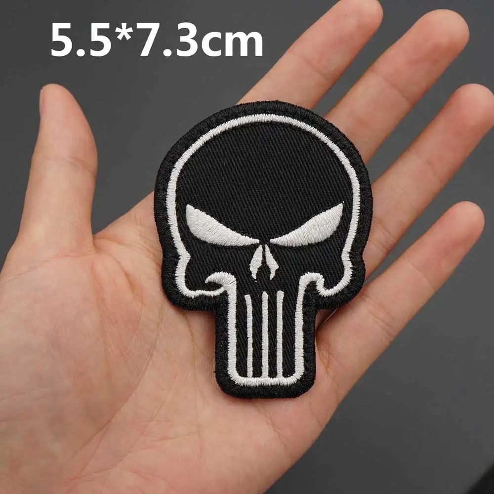 Skull Embroidered Biker Patches Punk Rock Badge Iron on Back for Clothes Stickers Apparel Accessories