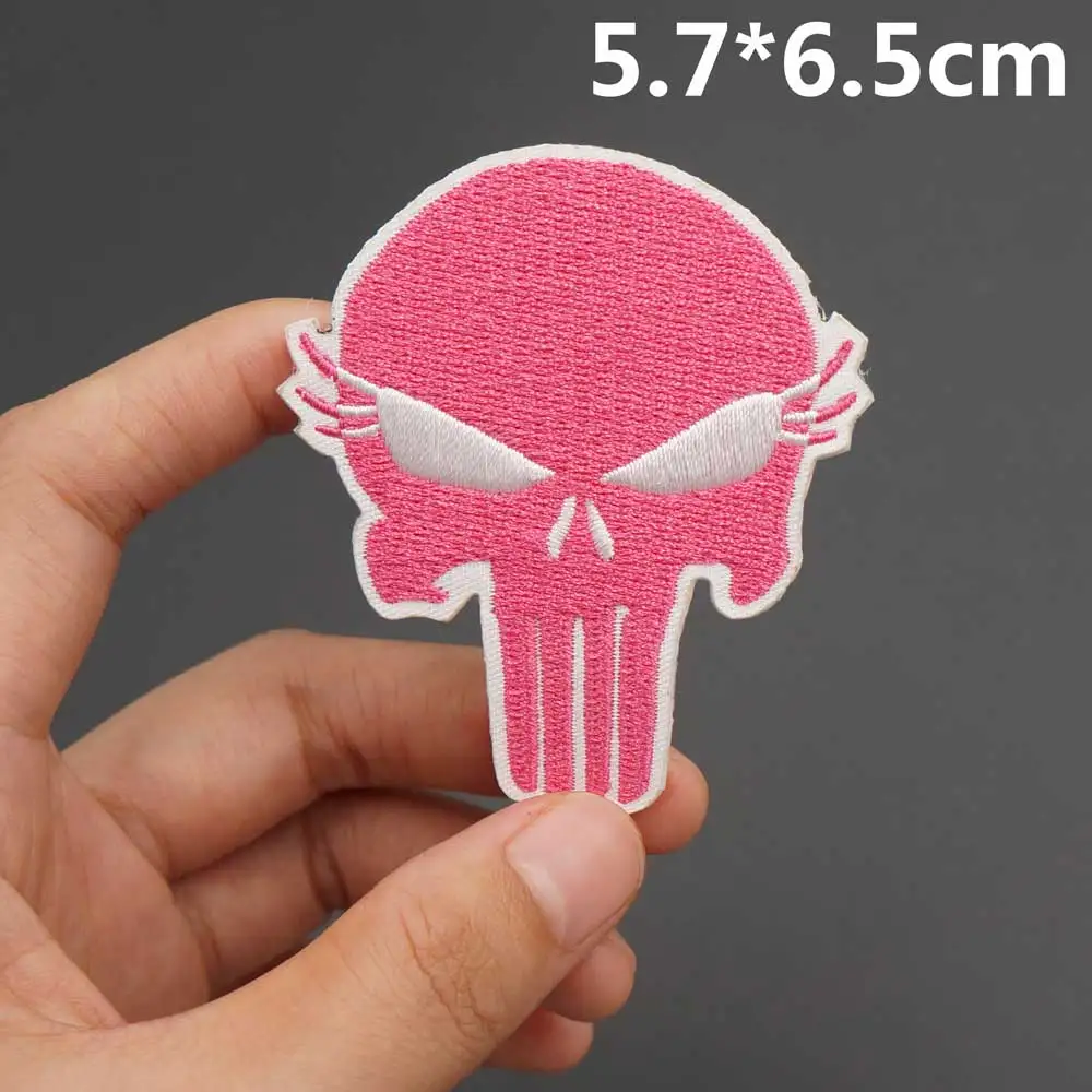 Skull Embroidered Biker Patches Punk Rock Badge Iron on Back for Clothes Stickers Apparel Accessories