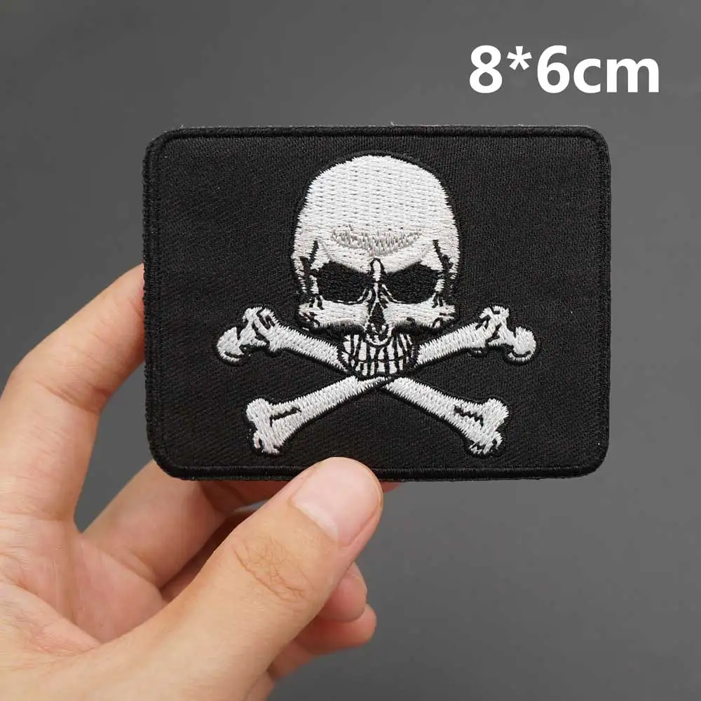 Skull Embroidered Biker Patches Punk Rock Badge Iron on Back for Clothes Stickers Apparel Accessories