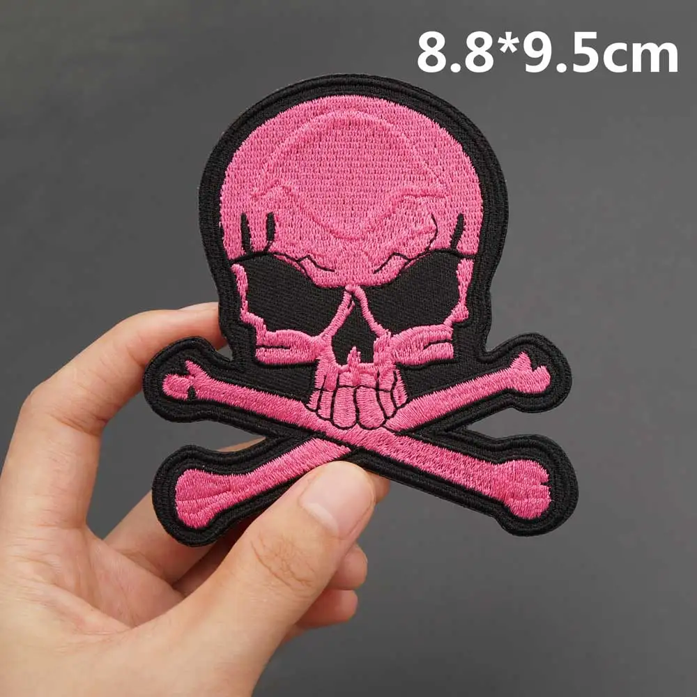 Skull Embroidered Biker Patches Punk Rock Badge Iron on Back for Clothes Stickers Apparel Accessories