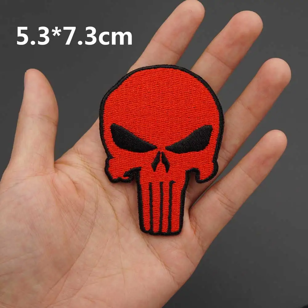 Skull Embroidered Biker Patches Punk Rock Badge Iron on Back for Clothes Stickers Apparel Accessories