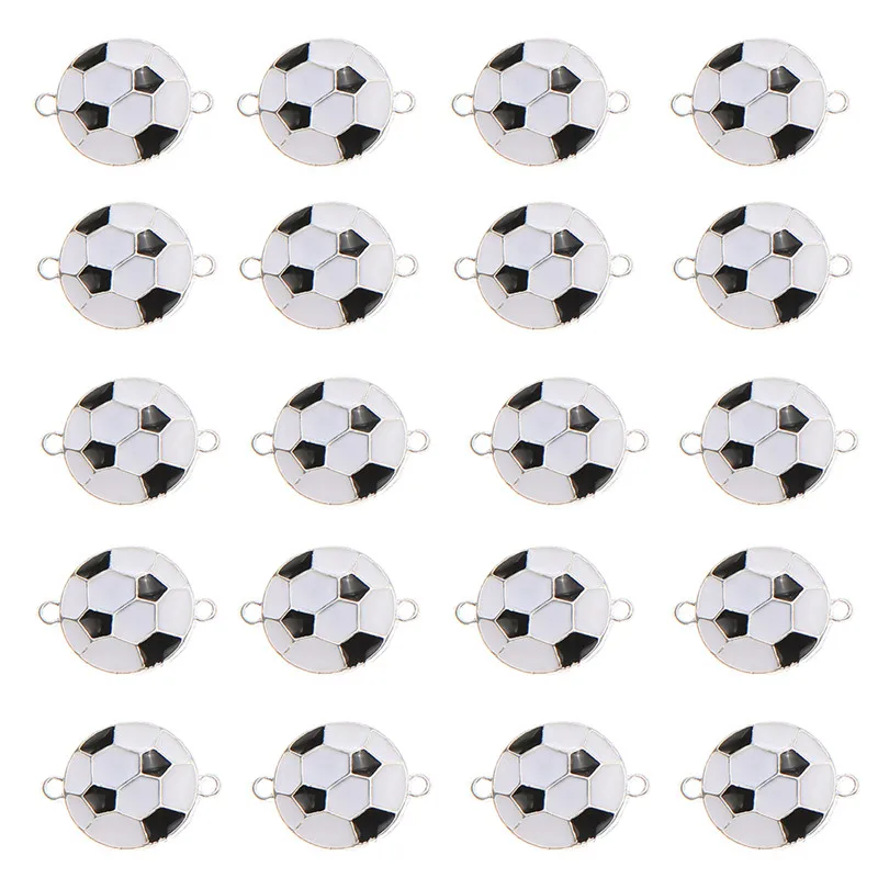 10pcs/lot New Creative Football Alloy Black White Color Charms Connectors For DIY Fashion Earrings Necklace Jewelry Accessories