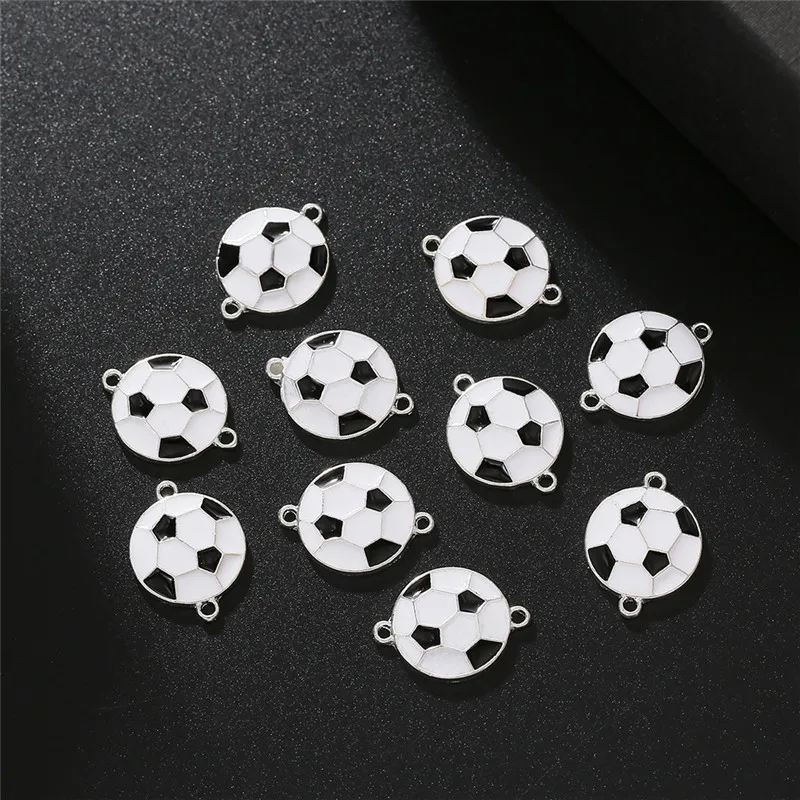 10pcs/lot New Creative Football Alloy Black White Color Charms Connectors For DIY Fashion Earrings Necklace Jewelry Accessories
