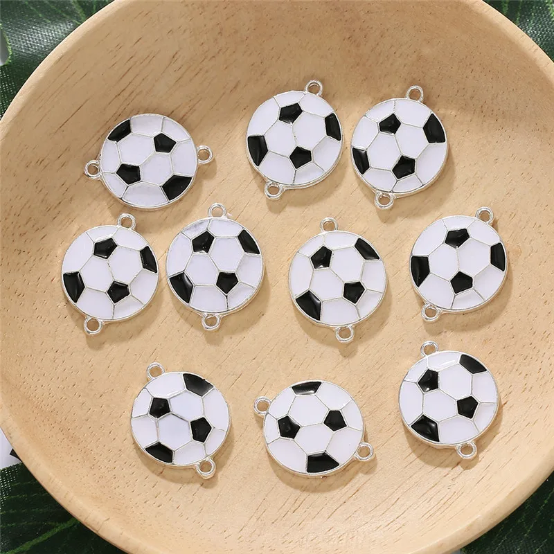 10pcs/lot New Creative Football Alloy Black White Color Charms Connectors For DIY Fashion Earrings Necklace Jewelry Accessories