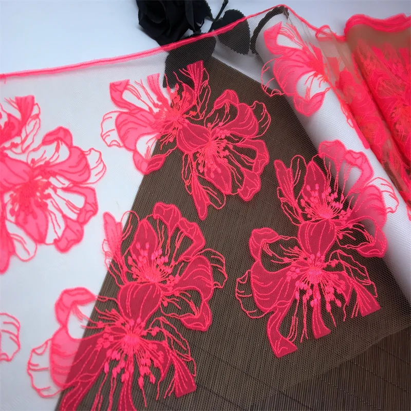 Bilateral Embroidered Lace Trim Net Embroidery Tulle Lace Fabric Mesh DIY Lace Sewing Fabric Bra Crafts for Lingerie Needle Work