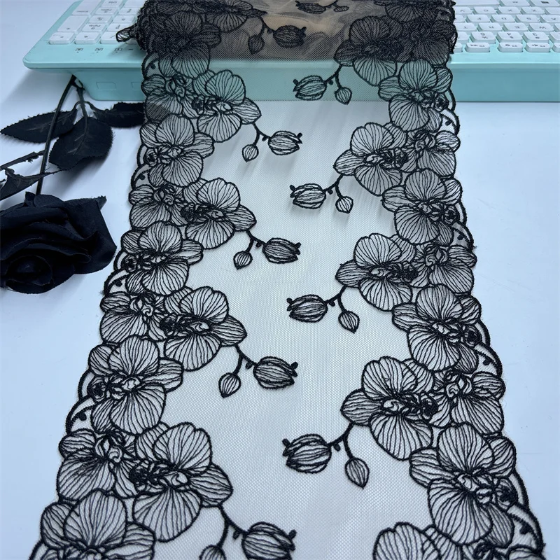 Bilateral Embroidered Lace Trim Net Embroidery Tulle Lace Fabric Mesh DIY Lace Sewing Fabric Bra Crafts for Lingerie Needle Work