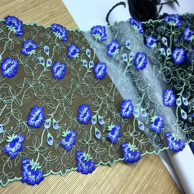 Bilateral Embroidered Lace Trim Net Embroidery Tulle Lace Fabric Mesh DIY Lace Sewing Fabric Bra Crafts for Lingerie Needle Work