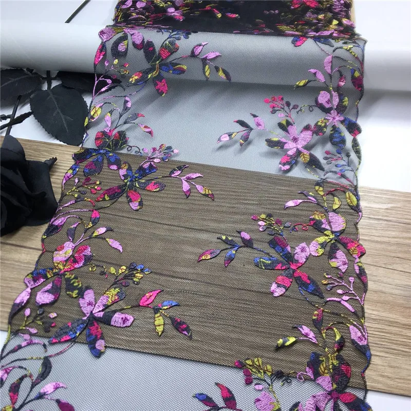 Bilateral Embroidered Lace Trim Net Embroidery Tulle Lace Fabric Mesh DIY Lace Sewing Fabric Bra Crafts for Lingerie Needle Work