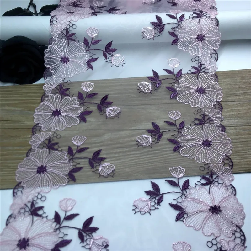 Bilateral Embroidered Lace Trim Net Embroidery Tulle Lace Fabric Mesh DIY Lace Sewing Fabric Bra Crafts for Lingerie Needle Work