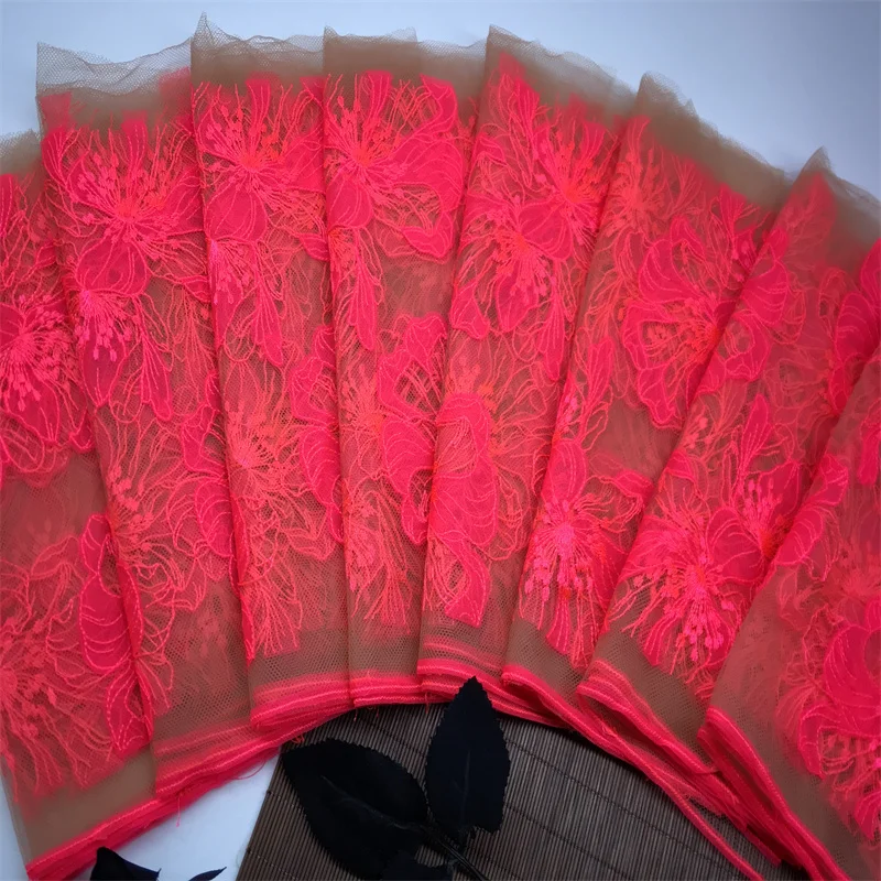 Bilateral Embroidered Lace Trim Net Embroidery Tulle Lace Fabric Mesh DIY Lace Sewing Fabric Bra Crafts for Lingerie Needle Work