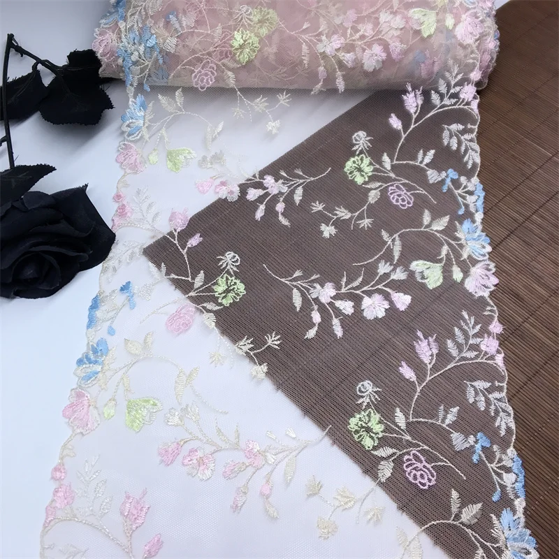 Bilateral Embroidered Lace Trim Net Embroidery Tulle Lace Fabric Mesh DIY Lace Sewing Fabric Bra Crafts for Lingerie Needle Work