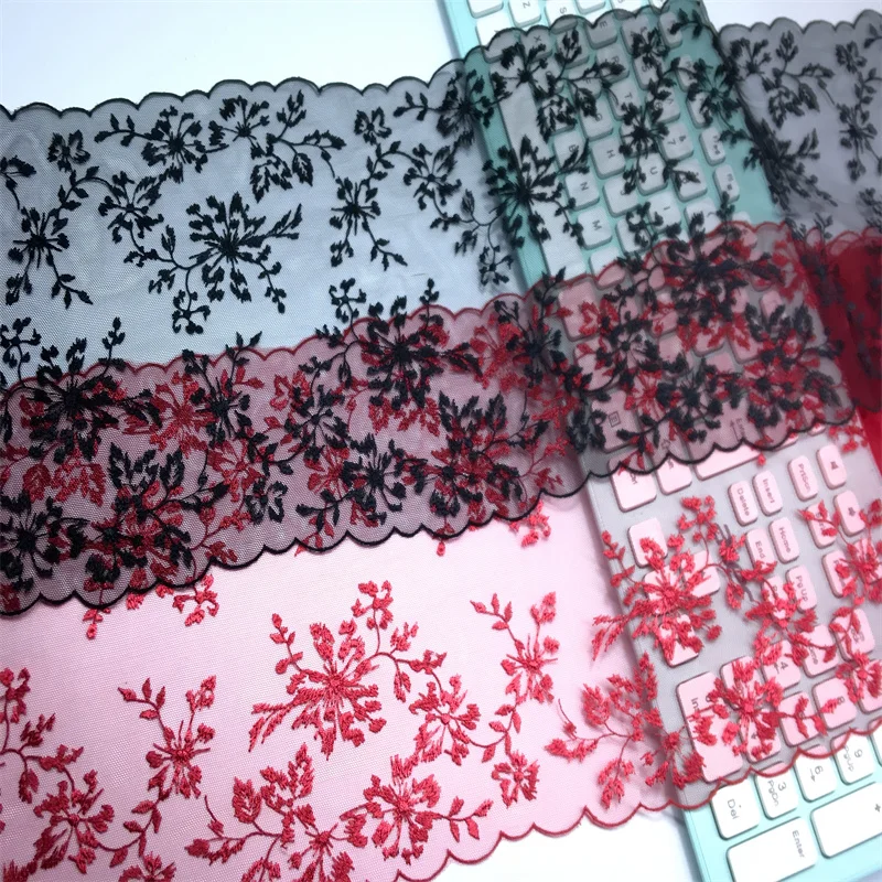 Bilateral Embroidered Lace Trim Net Embroidery Tulle Lace Fabric Mesh DIY Lace Sewing Fabric Bra Crafts for Lingerie Needle Work