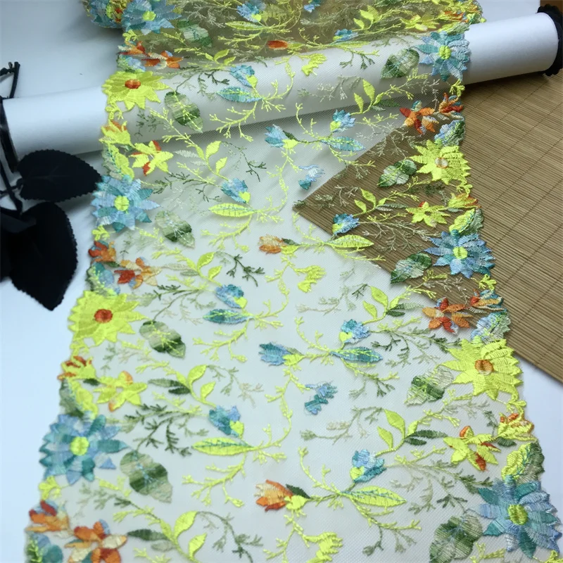 Bilateral Embroidered Lace Trim Net Embroidery Tulle Lace Fabric Mesh DIY Lace Sewing Fabric Bra Crafts for Lingerie Needle Work