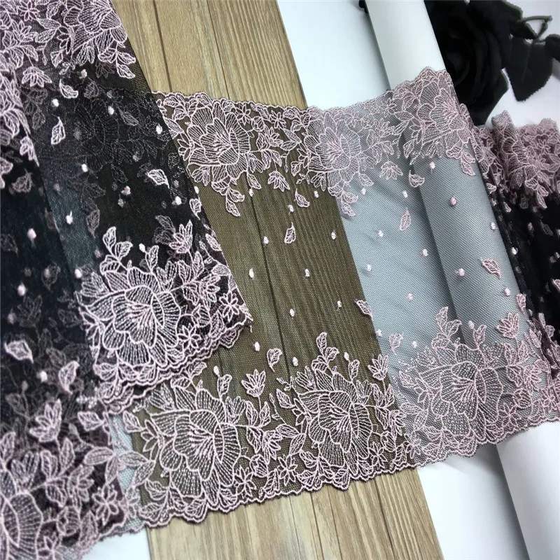 Bilateral Embroidered Lace Trim Net Embroidery Tulle Lace Fabric Mesh DIY Lace Sewing Fabric Bra Crafts for Lingerie Needle Work