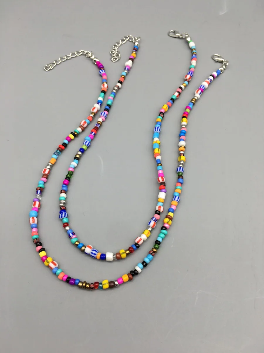 Multicolor Seed beads Choker Necklace For Women Girls Bohemia Trendy Multi Sizes Beads Short Necklace Women Jewelry For Beach