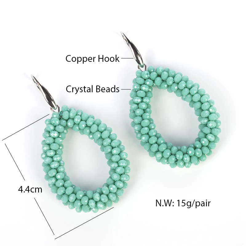 INKDEW New Fashion Water Drop Earrings for Women Faceted Beads Handmade Crystal Big Long Earrings Jewelry Vintage boho EA004