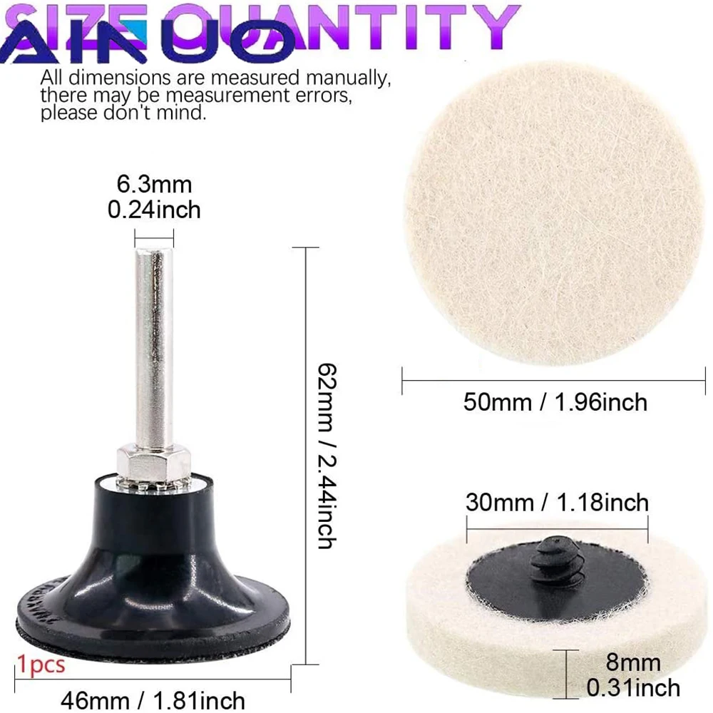 R-Type Compressed Wool Felt Disc Polishing Buffing Pads Wheels Grinding Abrasive Tools for Dremel 1/4" Shank