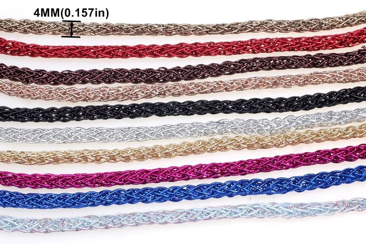 OlingArt 4mm 5M/Lot Gold Silver Metal Colorful Mesh Soft Thread DIY Bracelet/Necklace/Shoes/Hat/Bag Hand Jewelry Making
