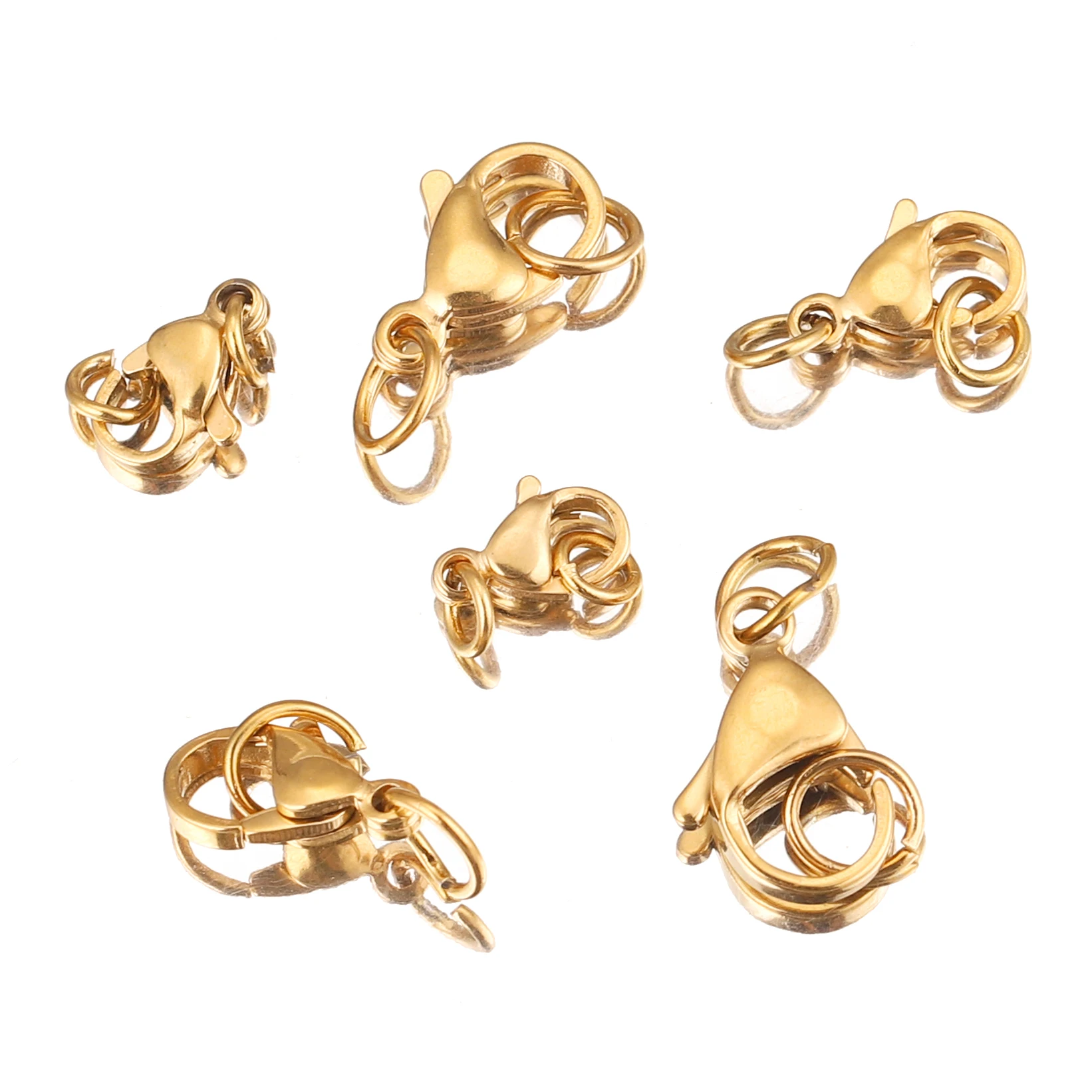20Pcs Stainless Steel Gold with Jump Ring Lobster Clasp Claw Clasps for Bracelet Necklace Chain Diy Jewelry Making Supplies