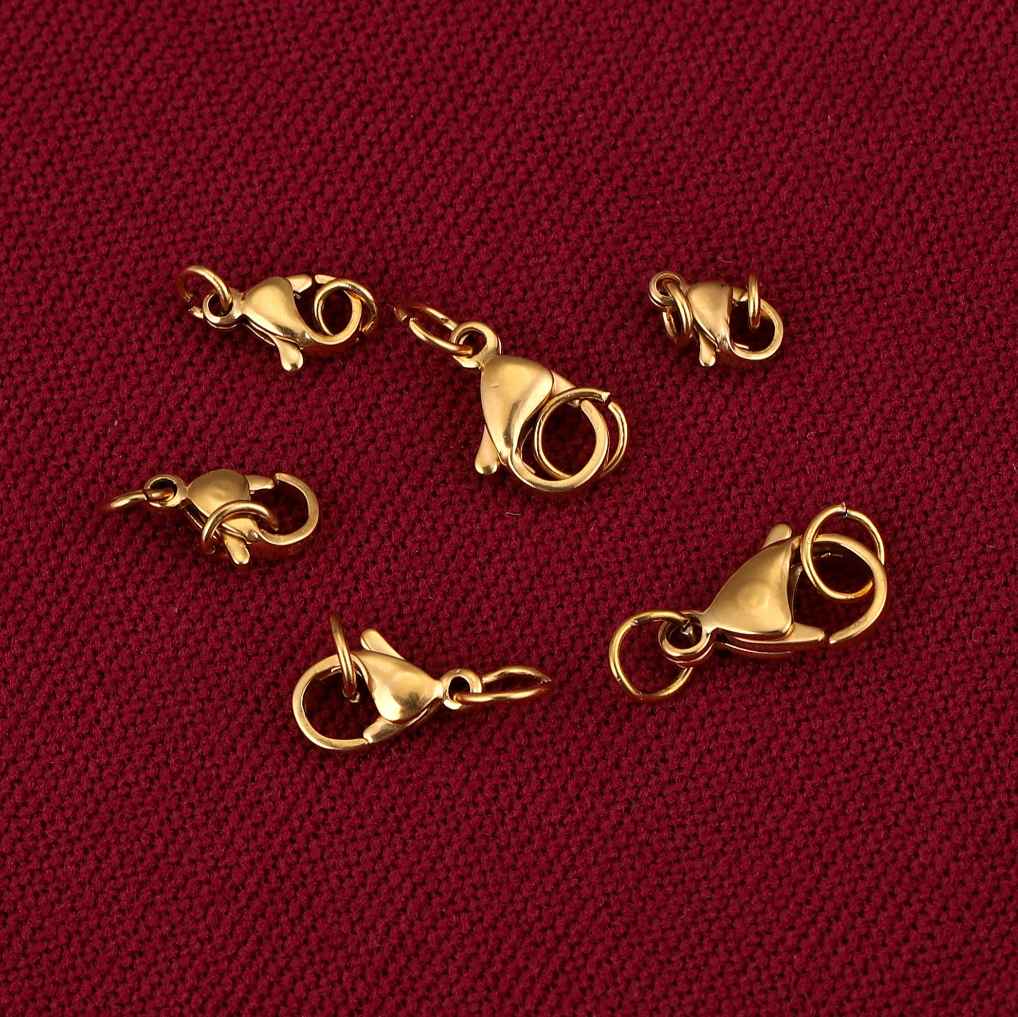 20Pcs Stainless Steel Gold with Jump Ring Lobster Clasp Claw Clasps for Bracelet Necklace Chain Diy Jewelry Making Supplies