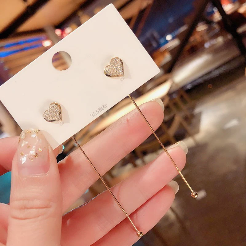 Luxury Shining Drop Earrings For Women Big Hoop Flower Heart Shape Long Tassel Rhinestone Dangle Earring Wedding Jewelry Gifts