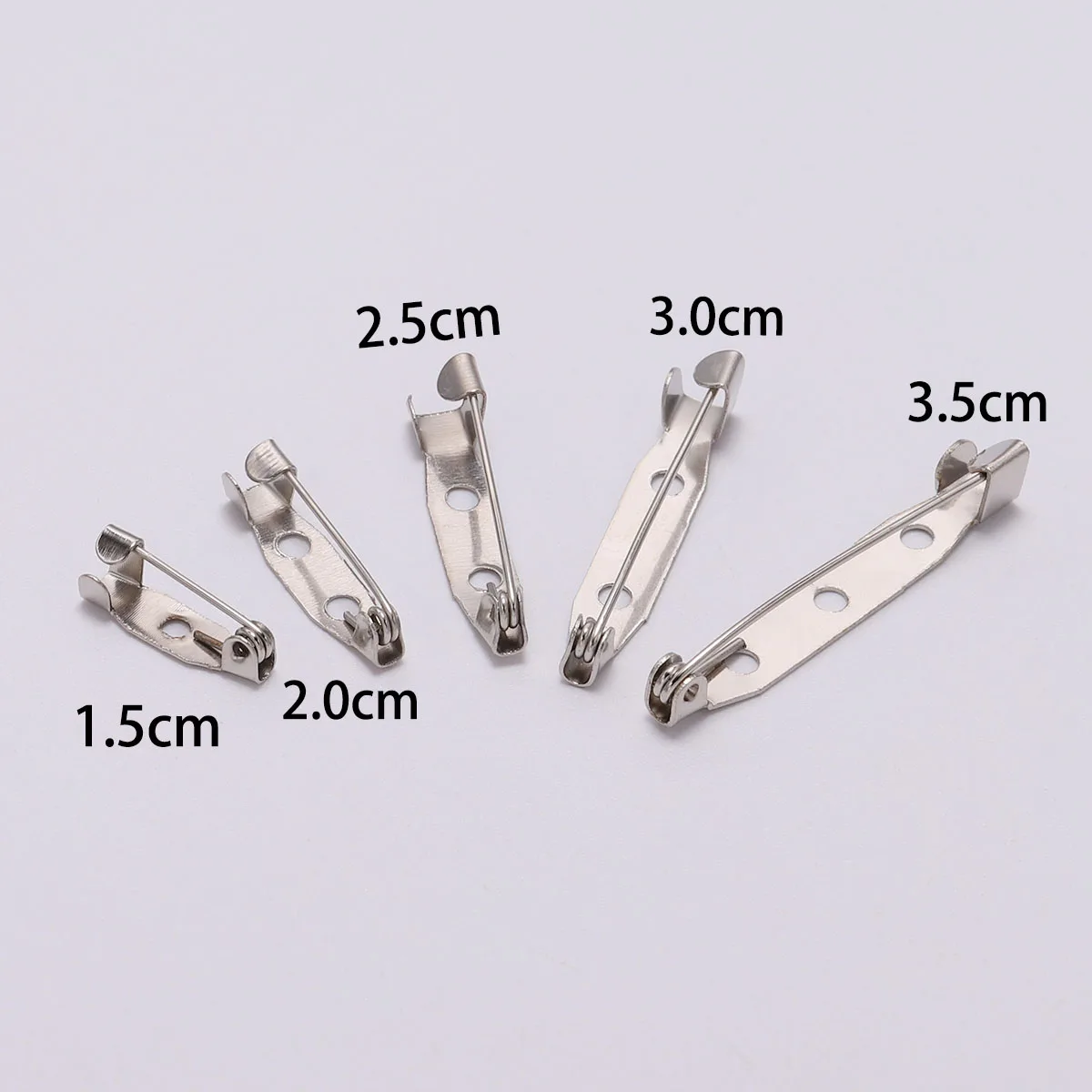 50pcs/lot 15 20 25 30 35 40mm Metal Safety Brooch Clip Base Pins Blank Bases Settings Brooch For DIY Jewelry Making Supplies