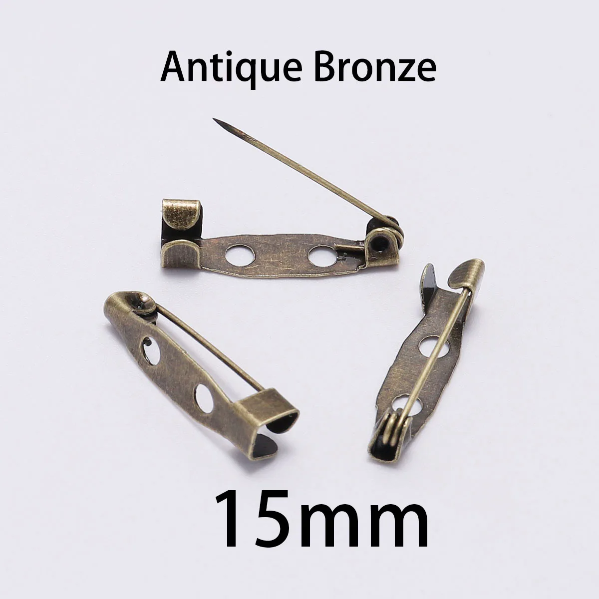 50pcs/lot 15 20 25 30 35 40mm Metal Safety Brooch Clip Base Pins Blank Bases Settings Brooch For DIY Jewelry Making Supplies