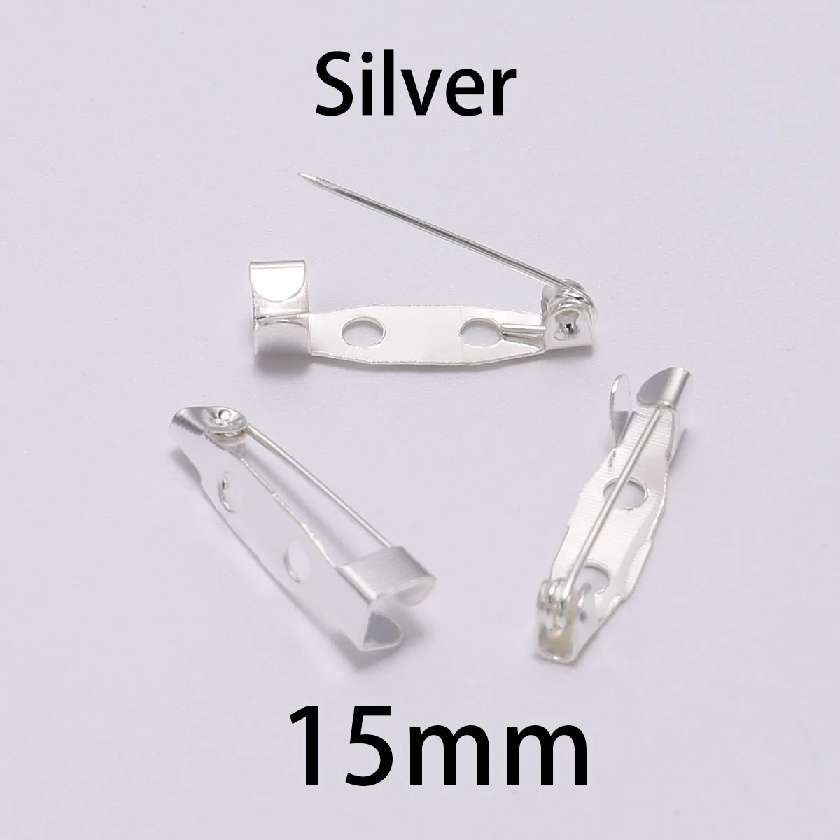 50pcs/lot 15 20 25 30 35 40mm Metal Safety Brooch Clip Base Pins Blank Bases Settings Brooch For DIY Jewelry Making Supplies