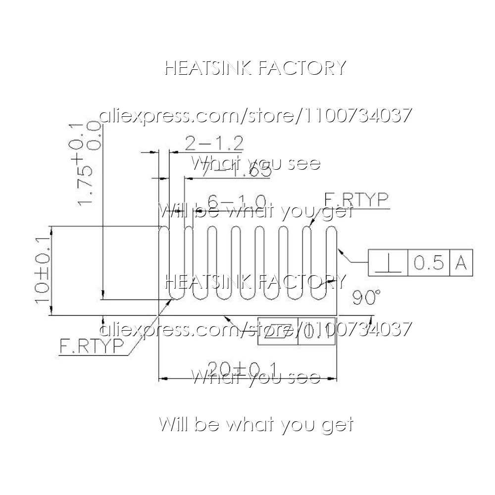 20x20x10mm Silver / Black Anodized Slotted Aluminum Heat Sink Cooler Radiator Heatsink With Thermal Conductive Pad Tape