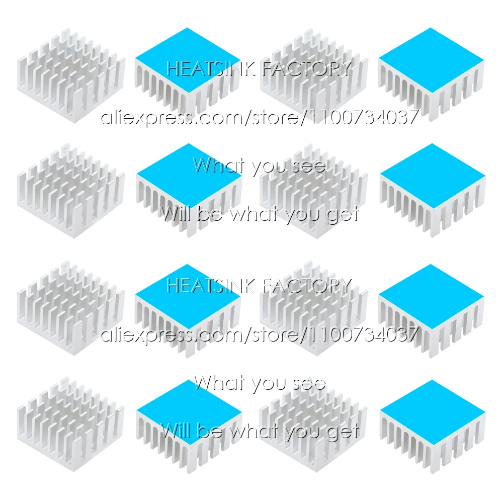 20x20x10mm Silver / Black Anodized Slotted Aluminum Heat Sink Cooler Radiator Heatsink With Thermal Conductive Pad Tape