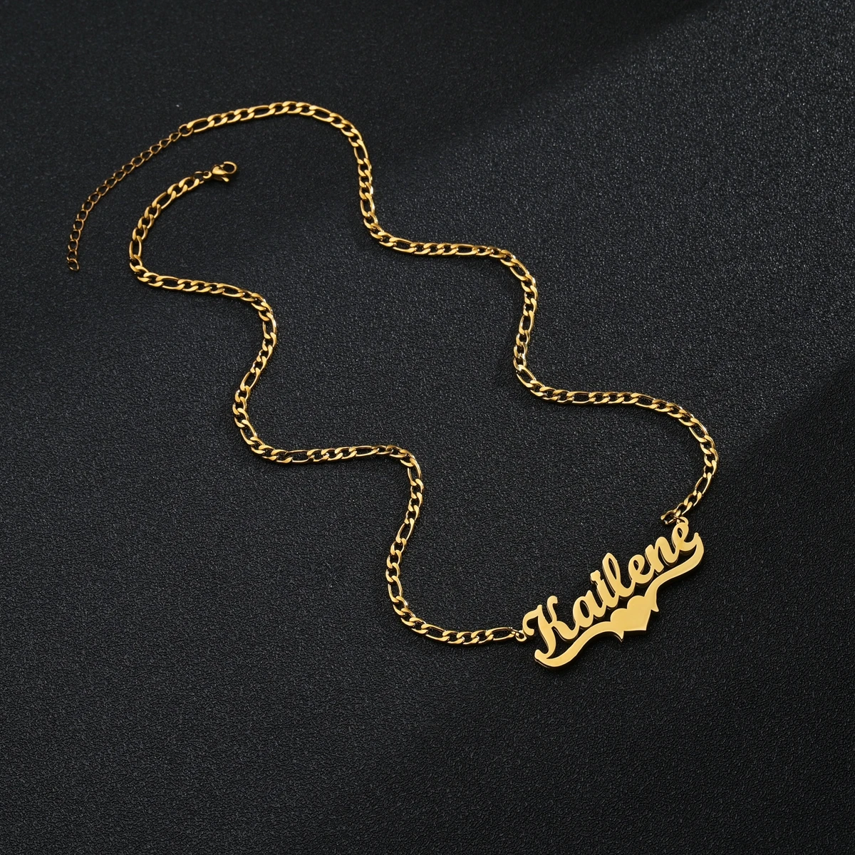 Atoztide Customized Name Hip Hop Letter Necklace Double Thick Plated Figaro Chain Piercing Carving Pendants for Women Gift