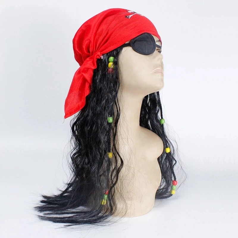 Halloween Costume for Unisex Adult Pu Pirate Captain Jack Sparrow Wigs Hat Carnival Party Props Accessories