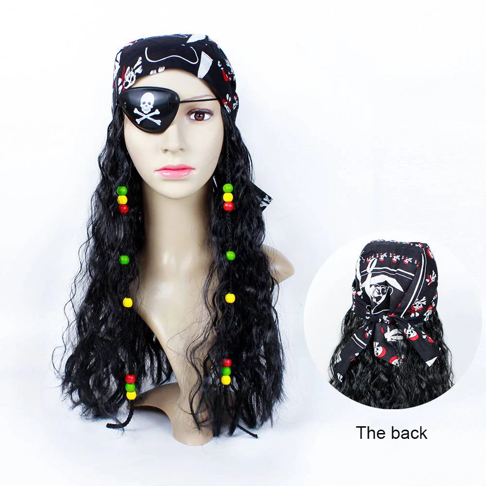 Halloween Costume for Unisex Adult Pu Pirate Captain Jack Sparrow Wigs Hat Carnival Party Props Accessories